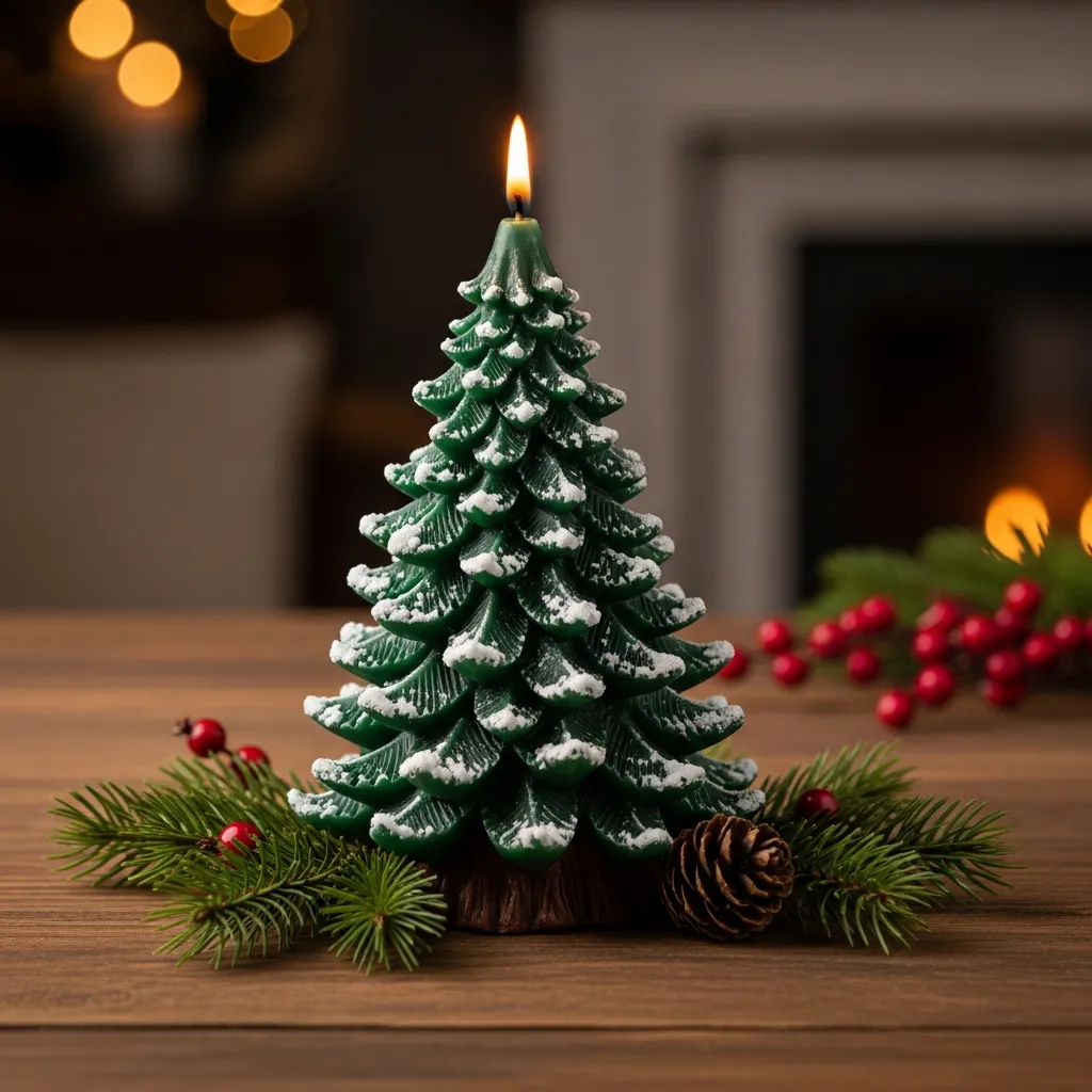 Pine and cedar scented candle with wooden wick